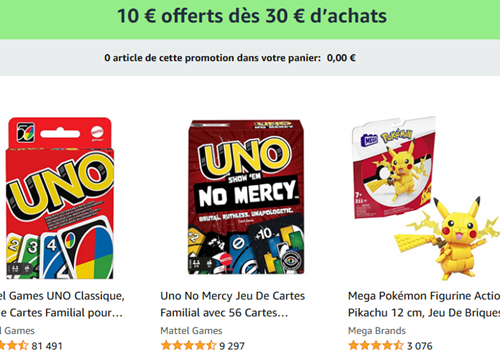 Amazon 10€ offerts dès 30€ d'achat parmi une sélection