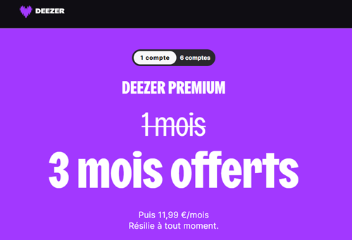 Deezer Premium 3 mois offerts
