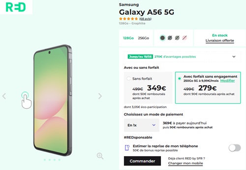 Red-by-SFR 130€ de réduction sur smartphone Samsung Galaxy A56 5G